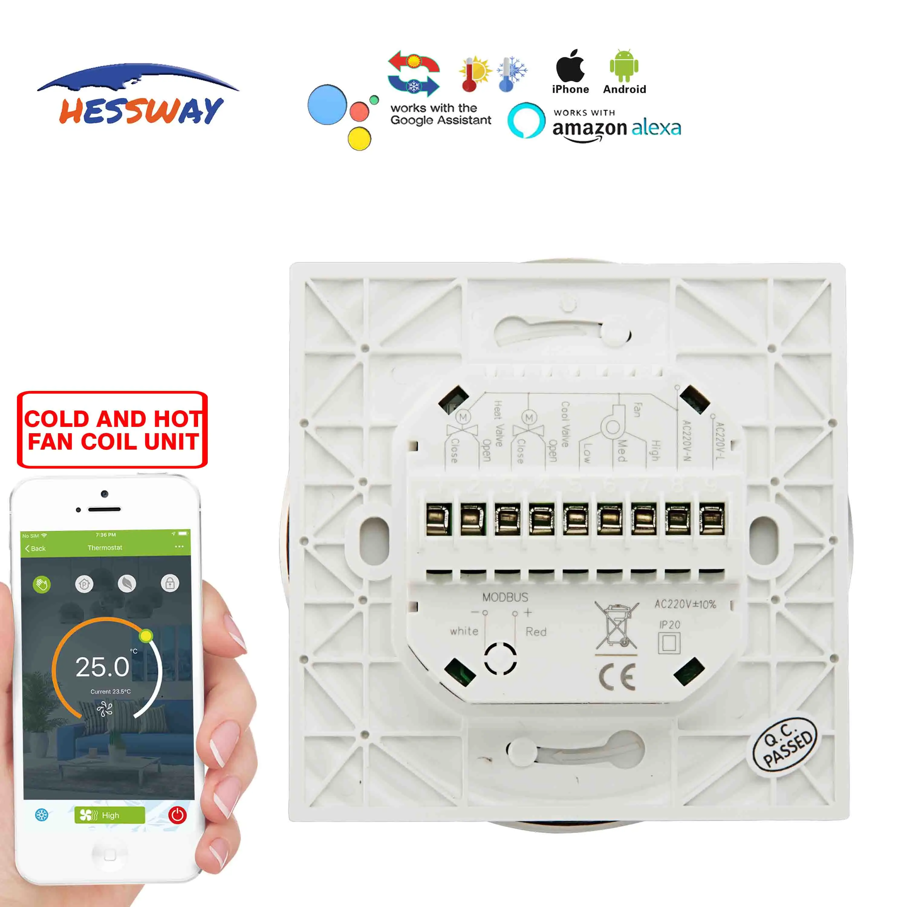 Термостат для связи HESSWAY Cool/Heat Temp RS485/MODBUS RTU Wi-Fi работы с Alexa Google Home | Канцтовары