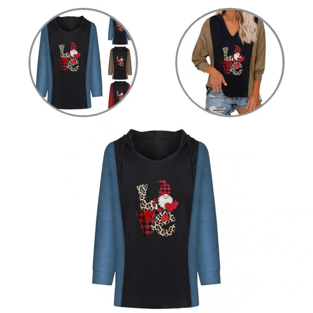 

Breathable Christmas Favor Drawstring Print Women Sweatshirt for Winter