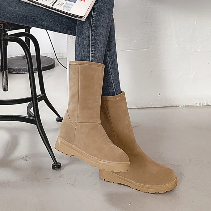 BLXQPYT/супер размер 33-50, Зимние теплые плюшевые сапоги до колена женские удобные зимние сапоги на квадратном каблуке обувь на платформе без застежки женская обувь 235