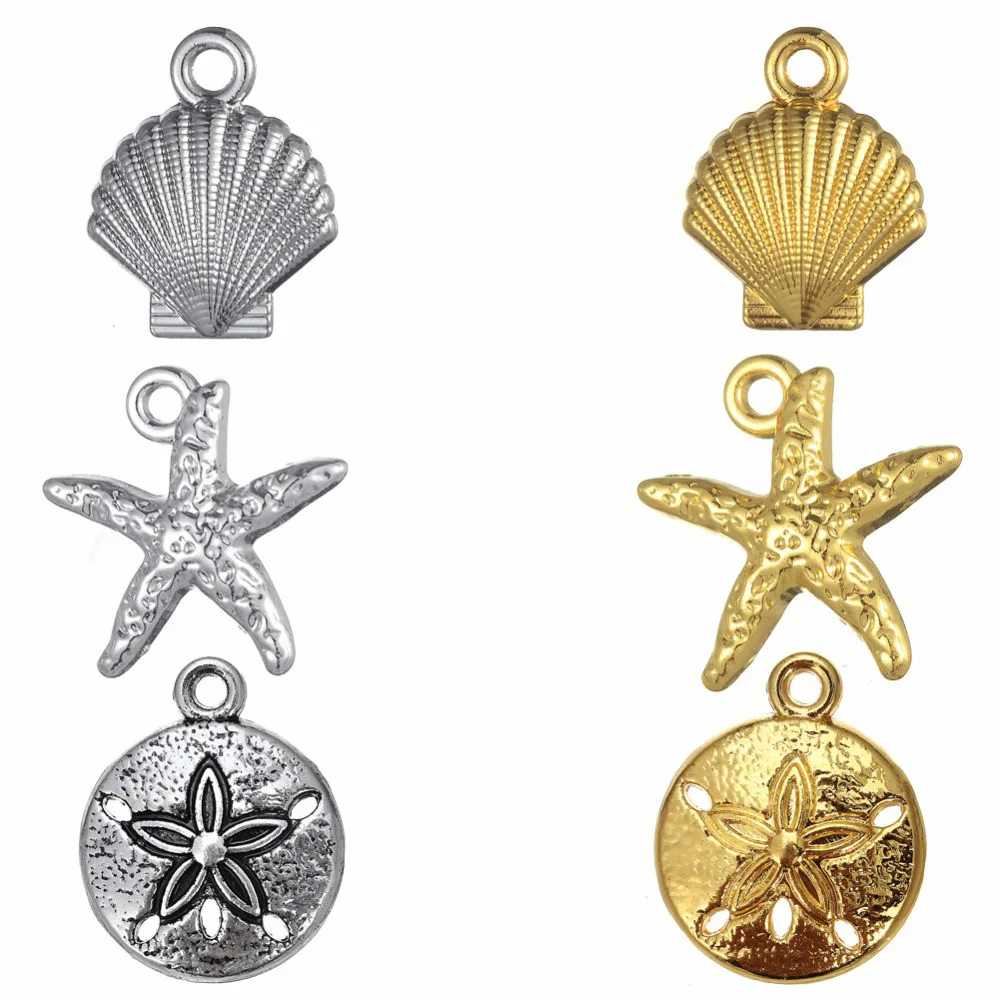 Skyrim 20шт крутые дешевые ювелирные изделия Морская жизнь шармы Серебряный Золотой