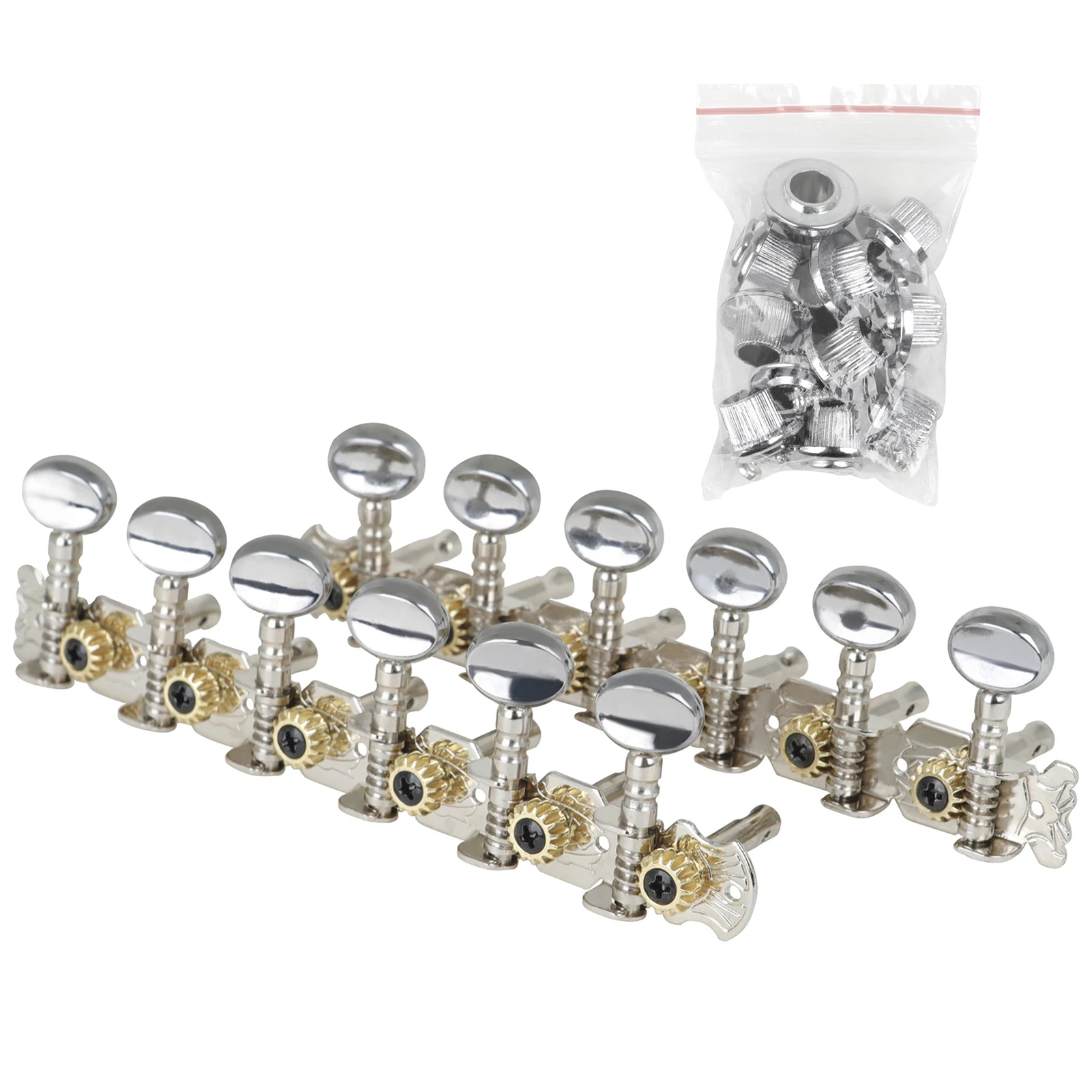 

6+6 Guitar String Tuning Pegs with Mounting Screws and Ferrules Steel Tuner Machine Heads Guitar Tuning Keys Guitar Accessories