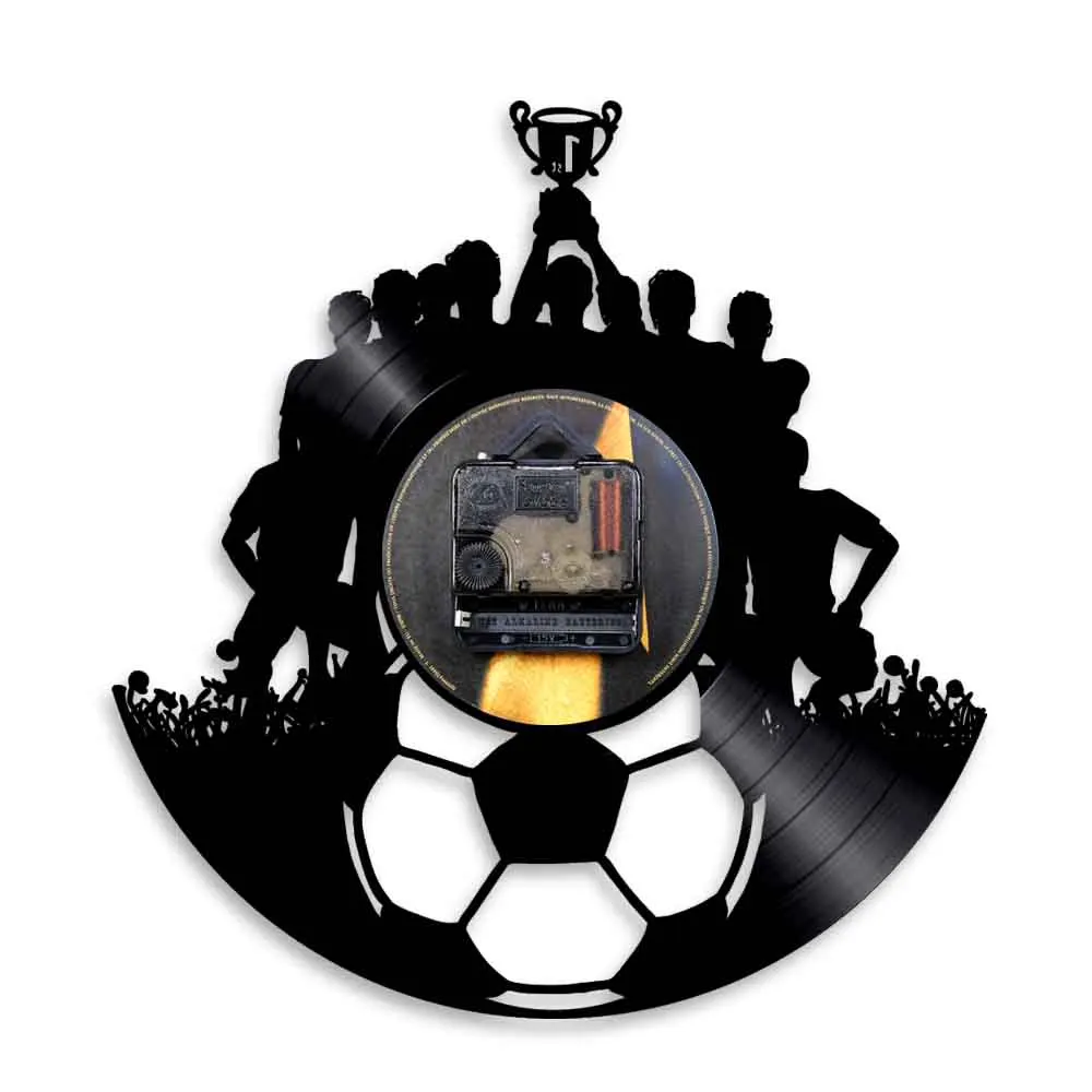 Виниловые часы для футбольных игр настенные с декором футбольной команды