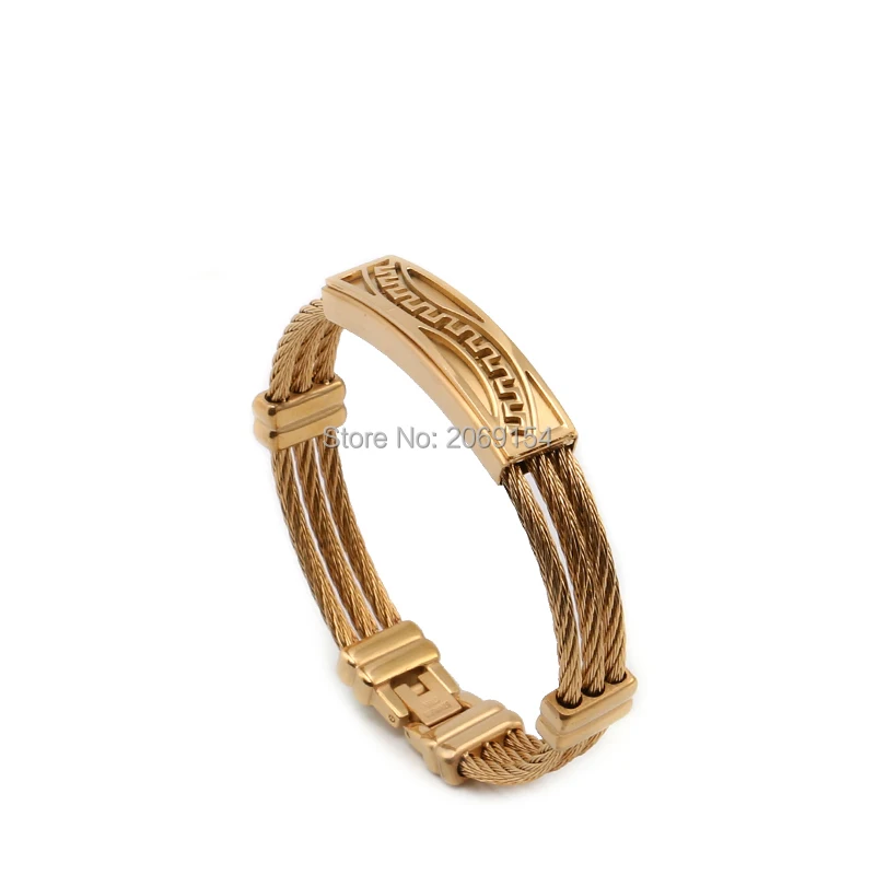 Золотой браслет для мужчин ювелирные изделия из титановой стали Модный черный с