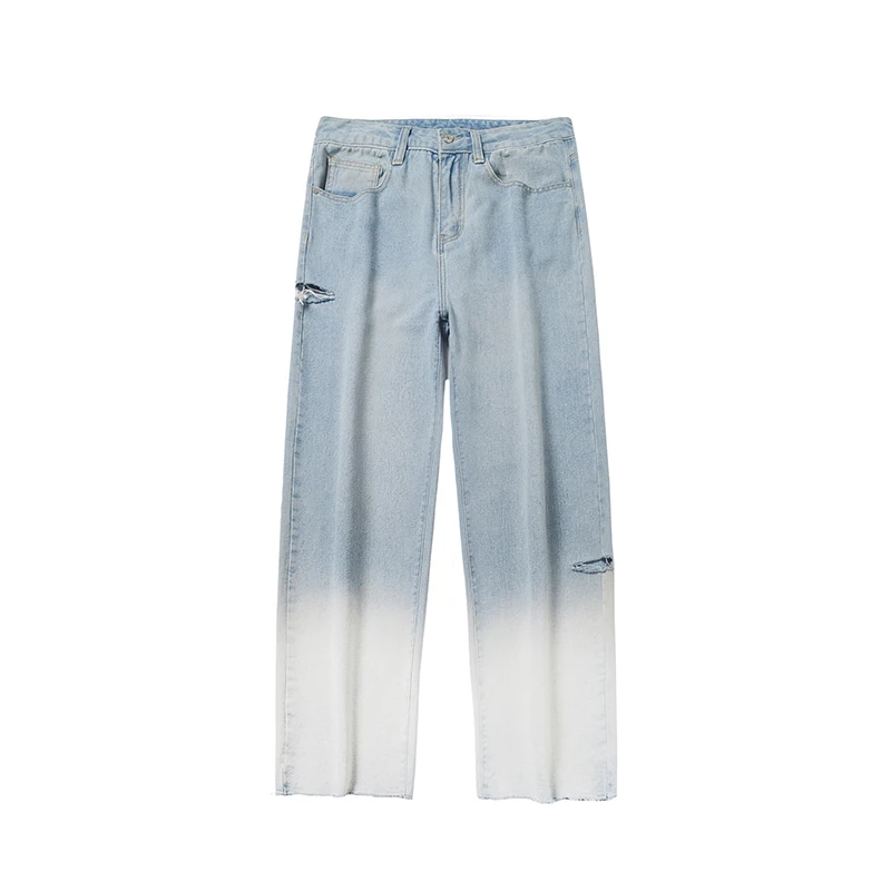 

2020 Men's Loose Gradient Color Baggy Homme Casual Pants Classic Style Cargo Pocket Jeans Black/blue Biker Denim Trousers S-2XL