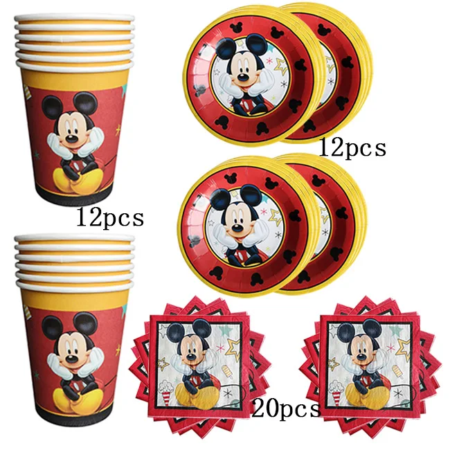 44pcs 68 шт подходит для детей возрастом от 12 людей с Микки-Маусом Мышь вечерние Микки Мауса вечерние посуда набор детей день рождения поставки Свадебные украшения - Цвет: 44pcs