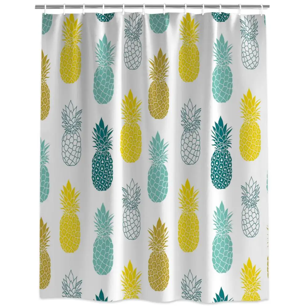 Летняя с золотыми ананасами водонепроницаемая ткань из полиэстера занавес для