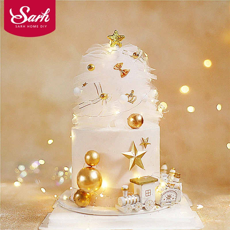 Помпон из пряжи для рождественской елки топпер торта на Рождество деревянный