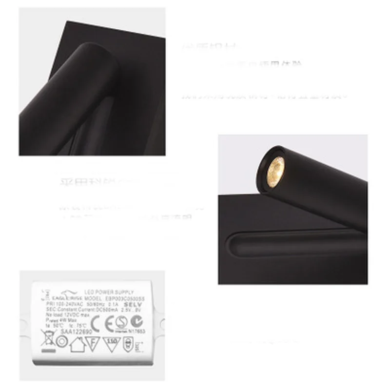 

Scandinavian minimalist bedside bedroom guest room LED wall lamp embedded rotatable bedside small spotlight