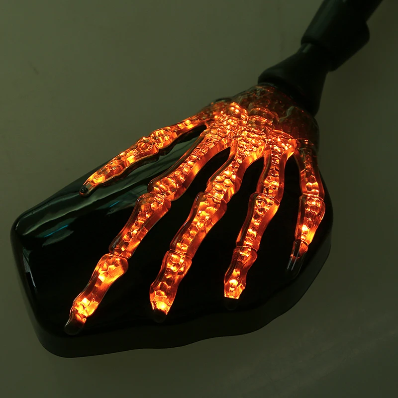 Зеркало заднего вида для мотоцикла POSSBAY 10 мм с черепом СВЕТОДИОДНЫЙ ПОВОРОТНЫЙ