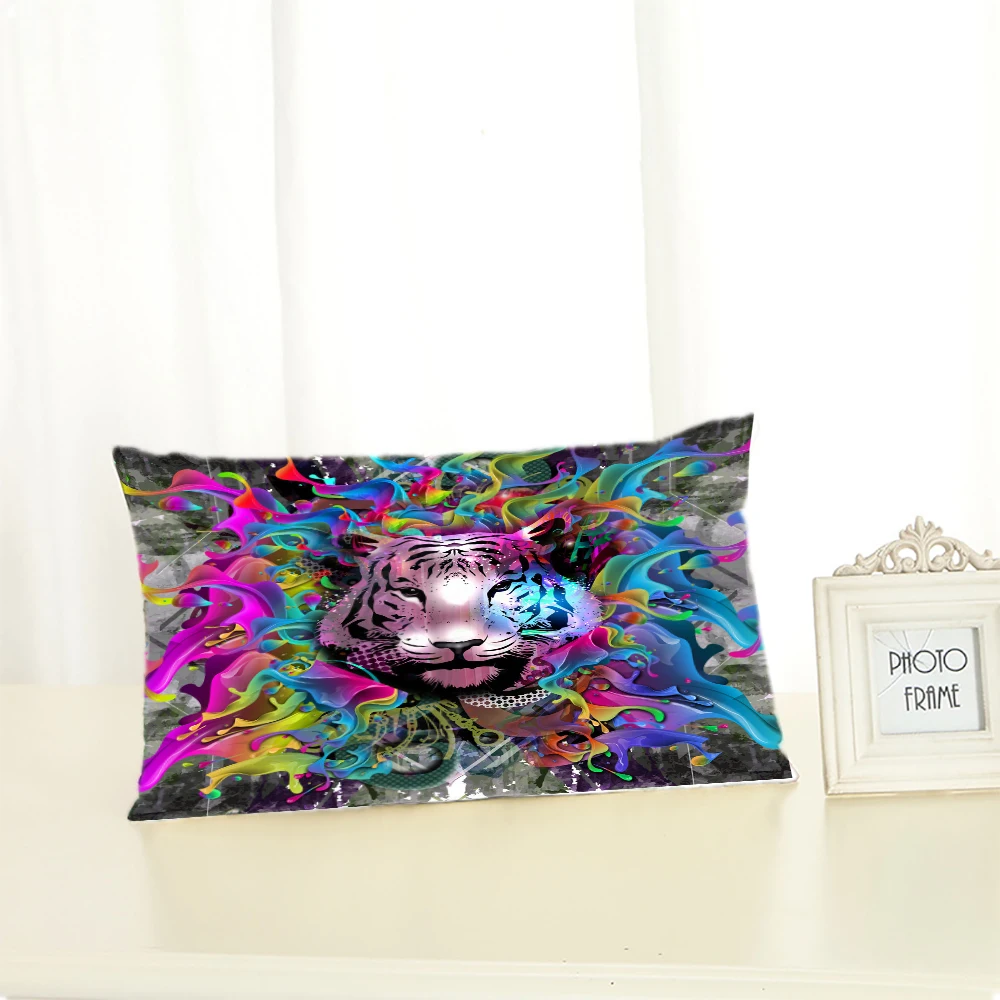 

Custom DIY Lion Cat Dog Pillow Case Pillowcase 50x70 50x90 Decorative Pillow Cover Bedding Pillowcover Animal Tiger