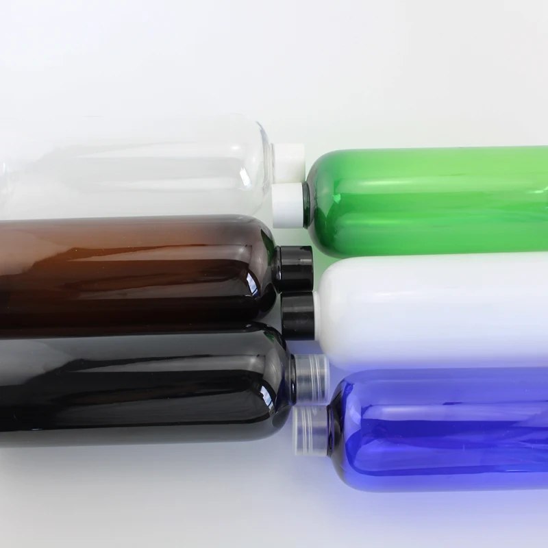 

Empty Refillable Plastic Screw Cap Bottle With White Transparent Black Lids 500ml Large Size PET Cosmetic Shampoo Bottles