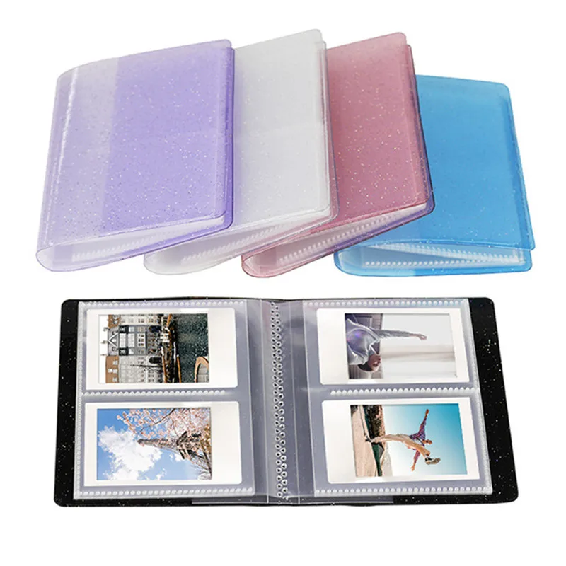 

64 Capacity Cards Mini Holder Binder Albums with Bling Clear Cover for 6*9cm Board Game Card Multifunction Sleeve Holder Folder