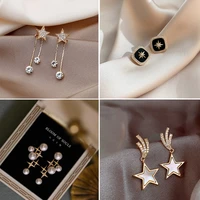 crystal trendy star women dangle earrings star moon asymmetric earrings drop earrings jewelry earringsuds