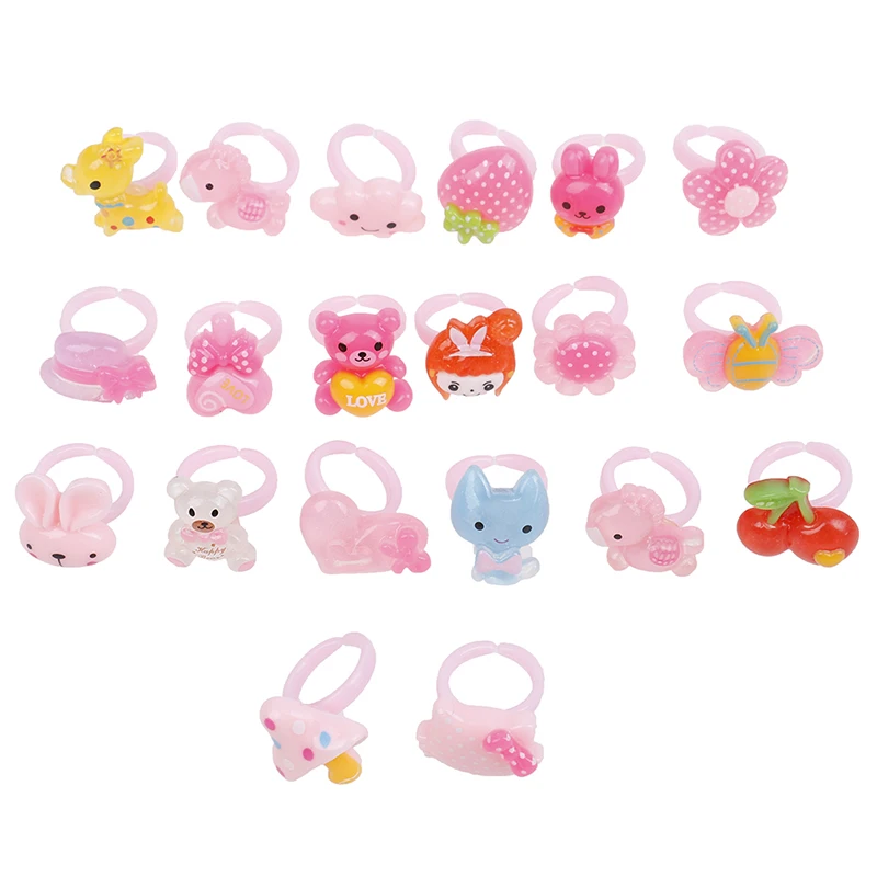 20 шт. милые детские кольца с дизайном цветов животных модные аксессуары для