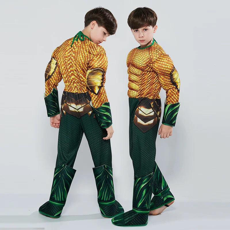 Новинка костюм аквамана для детей комбинезон косплея мальчиков супергероя