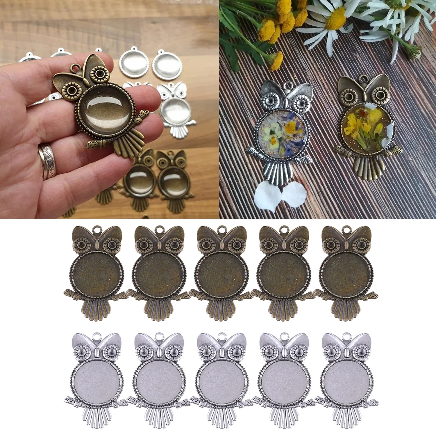 Пустая Подвеска для сережек в виде совы 10 шт. 25 мм подставка с кабошоном основа