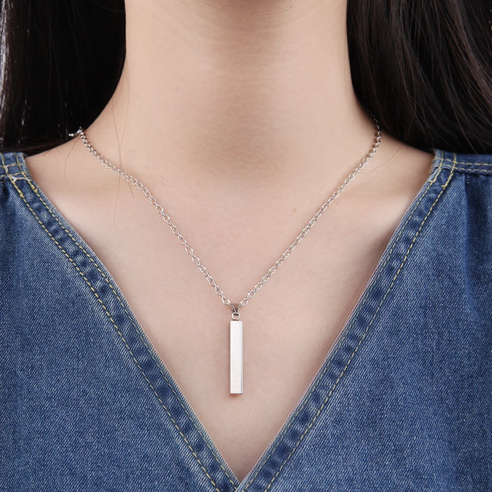 Ожерелье с прямоугольной подвеской простой из нержавеющей стали в Кубинском