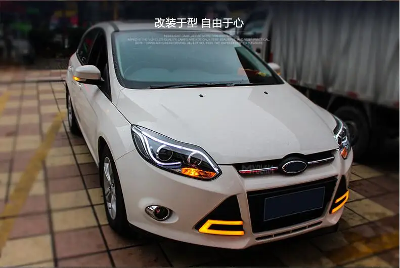 Hireno налобный фонарь для 2012- Ford Focus фара в сборе светодиодный DRL ангел объектив двойной луч HID Xenon 2 шт