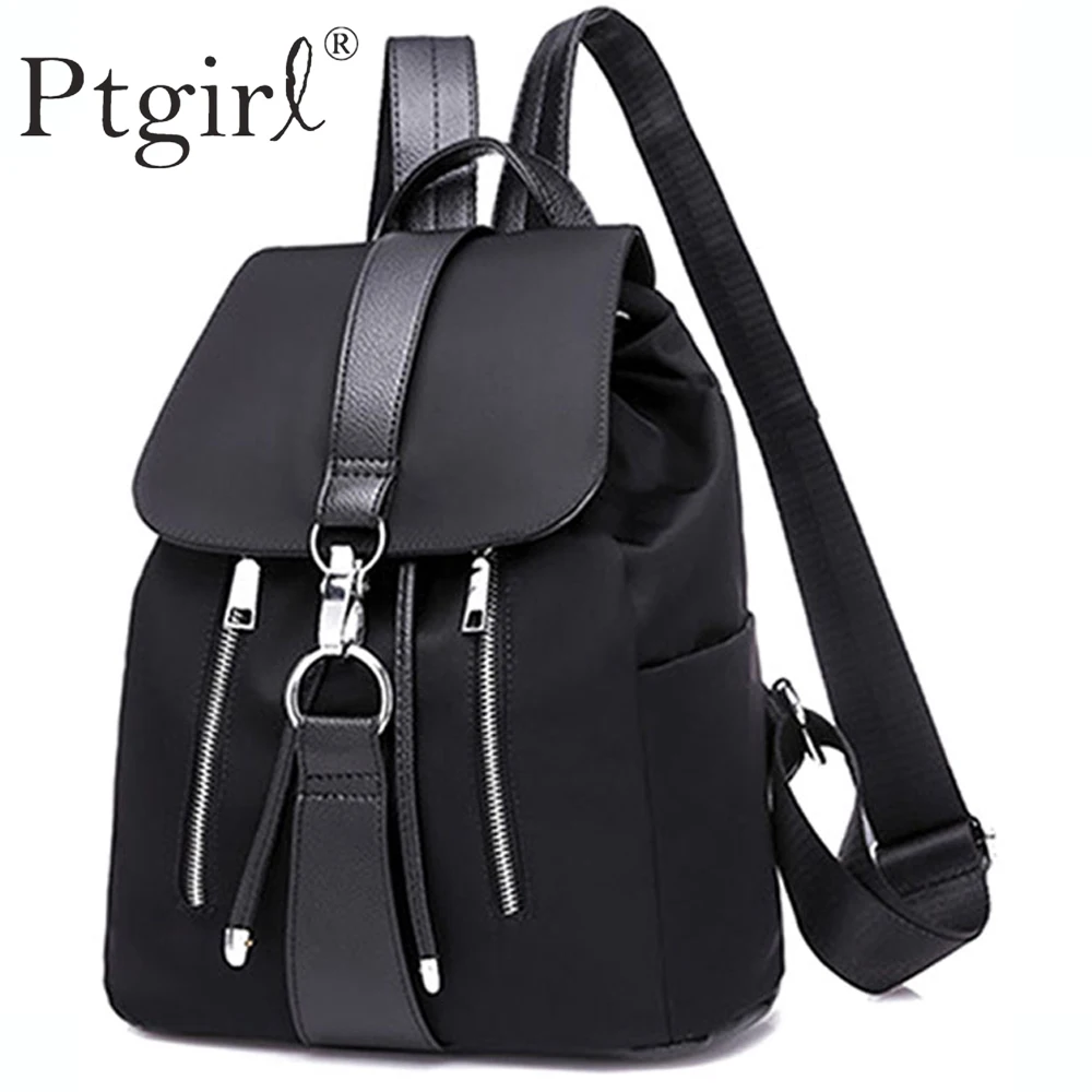 

Женский рюкзак, школьные сумки для девочек-подростков, рюкзак с замком-молнией Ptgirl, черный женский рюкзак, модный рюкзак для девочек