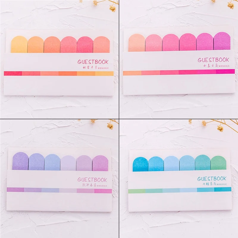

South Korea Creative Gradient Six-Colored Sticky Note N Times Post Office Stationery Learning Memo
