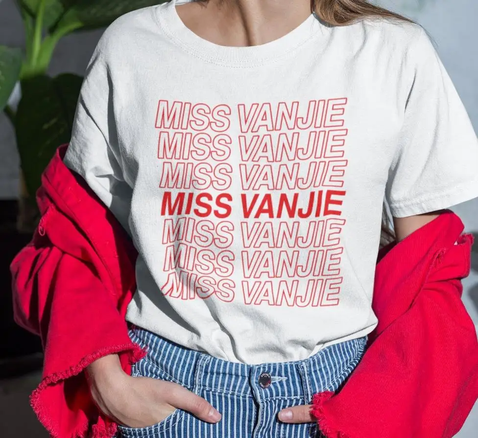 Женская футболка Miss Vanjie с красными буквами хлопковая повседневная забавная в