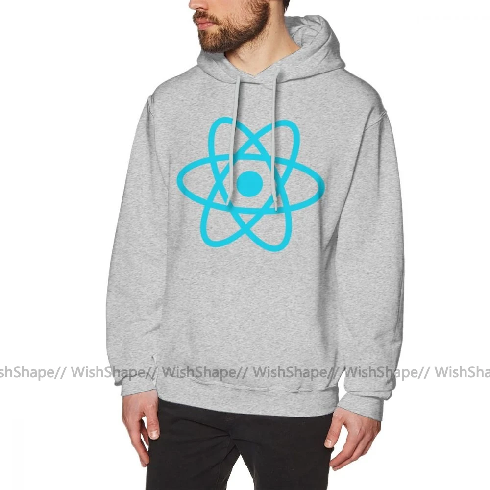 Javascript худи React толстовки большого размера крутой пуловер Толстовка длинная Осенняя мужская уличная хлопковая черная толстовка - Цвет: Gray