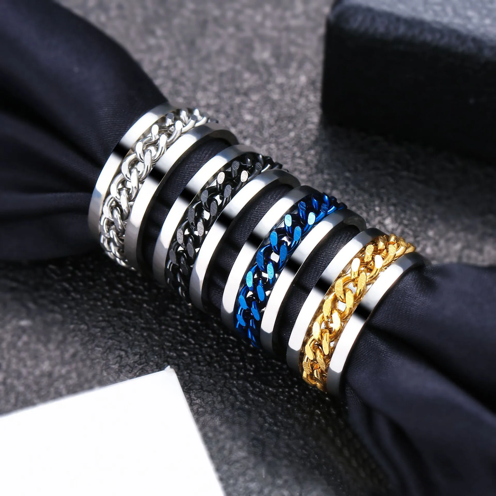 

Stainless Steel Chain Rotating Ring Simple Fashion Titanium Steel Ring