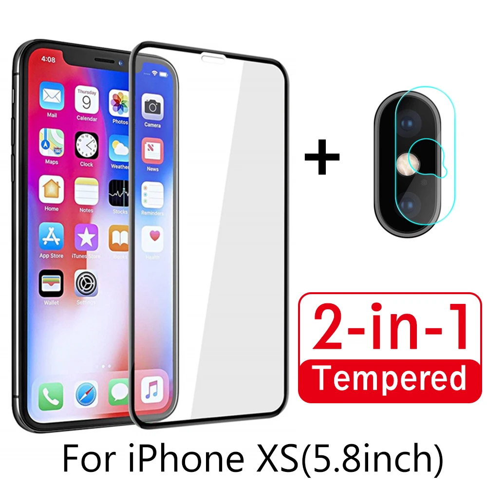 2 в 1 все линзы камеры стекло для iPhone XS Max полное покрытие Ультра тонкое закаленное