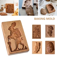 3d wooden kitchen cookie mold biscuits cutter bakeware embossing craft chocolate cake stamp decorative pastry