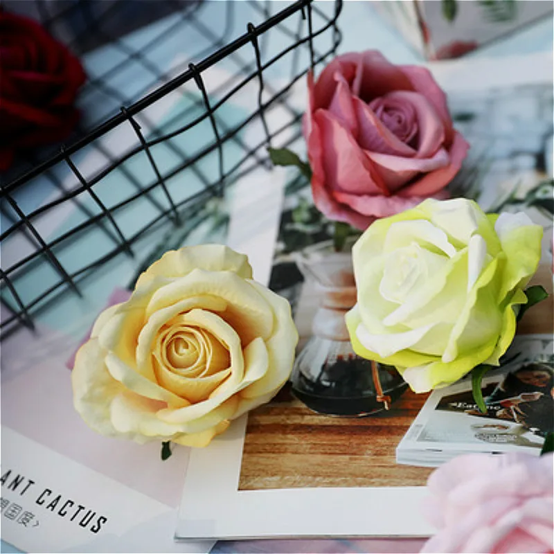 Роза голова Шелковая искусственная цветок свадьба предметы интерьера DIY ВЕНОК