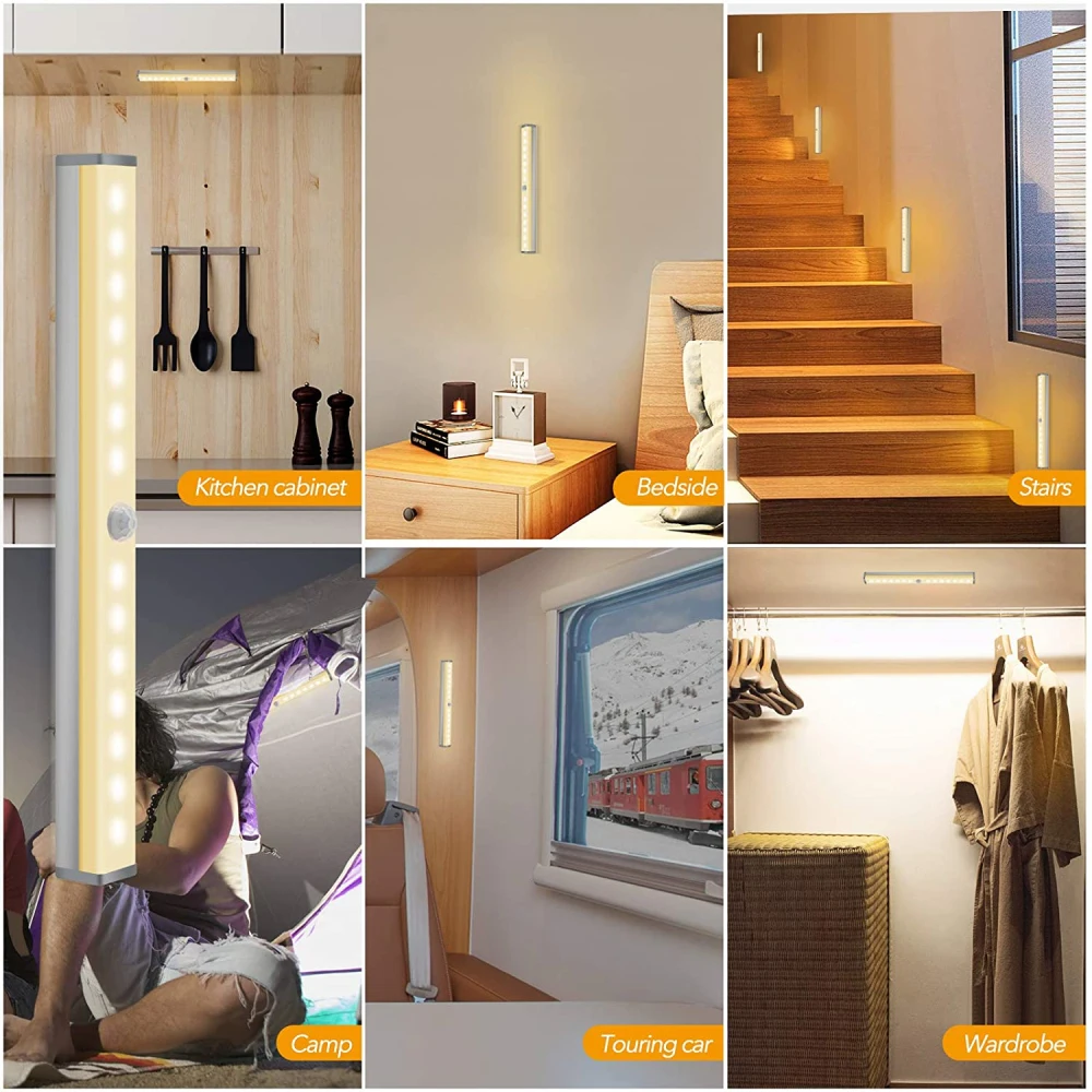 

Night Lights Motion Sensor Wireless Cabinet Lamp USB Rechargeable For Bedroom Kitchen Staircase Closet Aisle Wardrobe DecorLED