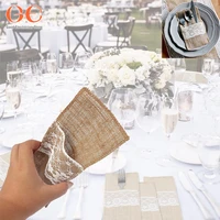 50pcs burlap lace cutlery pouch wedding tableware party decoration holder bag rustic jute 10 5cm x 19 5cm placemats for table