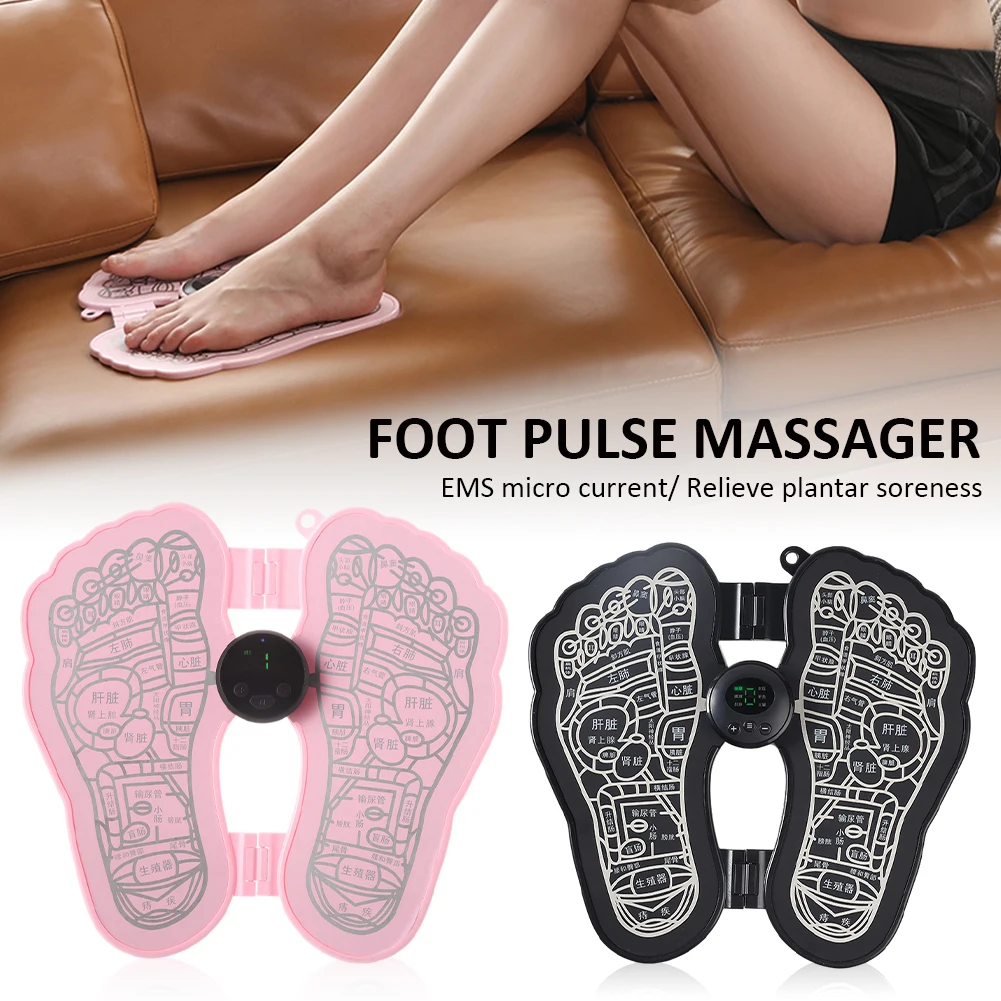 

Foot Massager Portable Folding Rechargeable Electric Massage Mat with 6 Mode 9 Intensity for Foot Circulation Muscle Relaxation