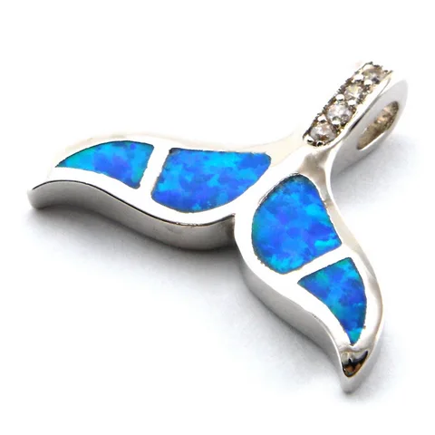 Синий опал кулон с хвостом кита из меди
