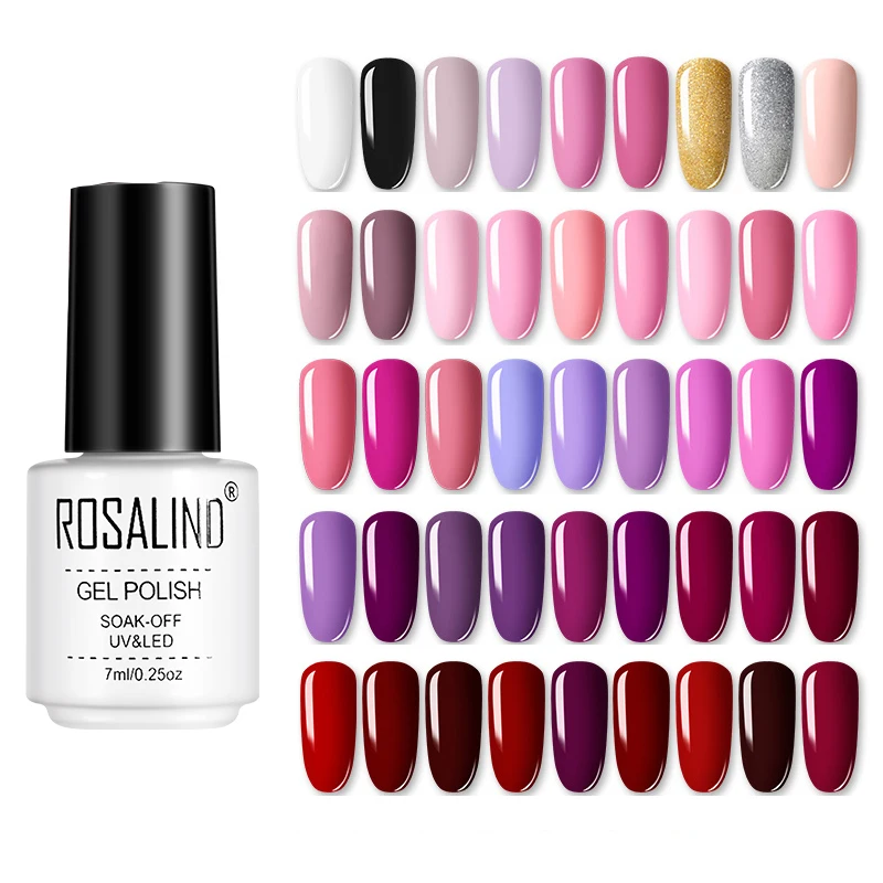 ROSALIND Гель лак UV Vernis Полупостоянный праймер верхнее покрытие 7 мл Лак гель для