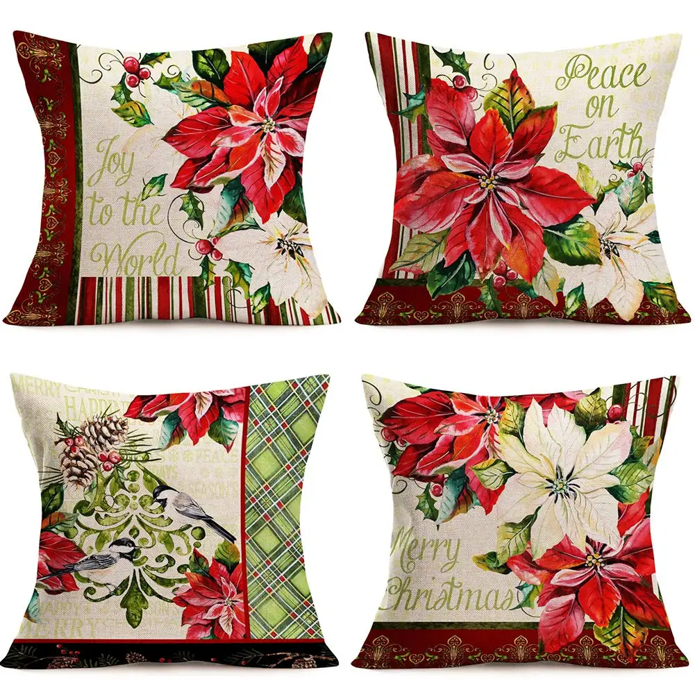 

Льняная наволочка в стиле ретро с черно-белым цветочным принтом, чехол для дивана, подушки, украшение для дома, возможно изготовление на зак...