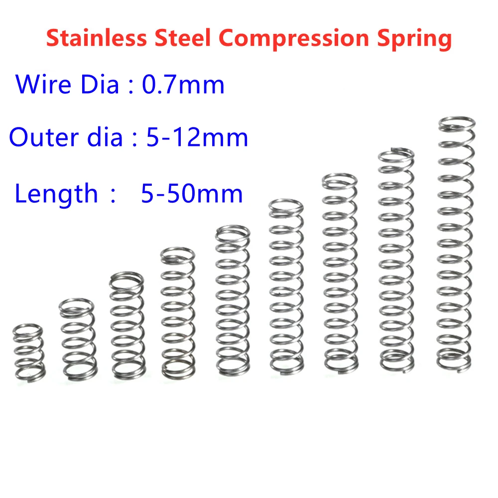 20 шт. пружина компрессионная из нержавеющей стали 304ss диаметр проволоки 0 7 мм