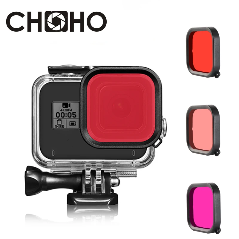 

Diving Filter For Gopro 8 Black waterproof Case Underwater Housing Dive Filtors Red Pink Purple For Go Pro Hero 8 New Accessory