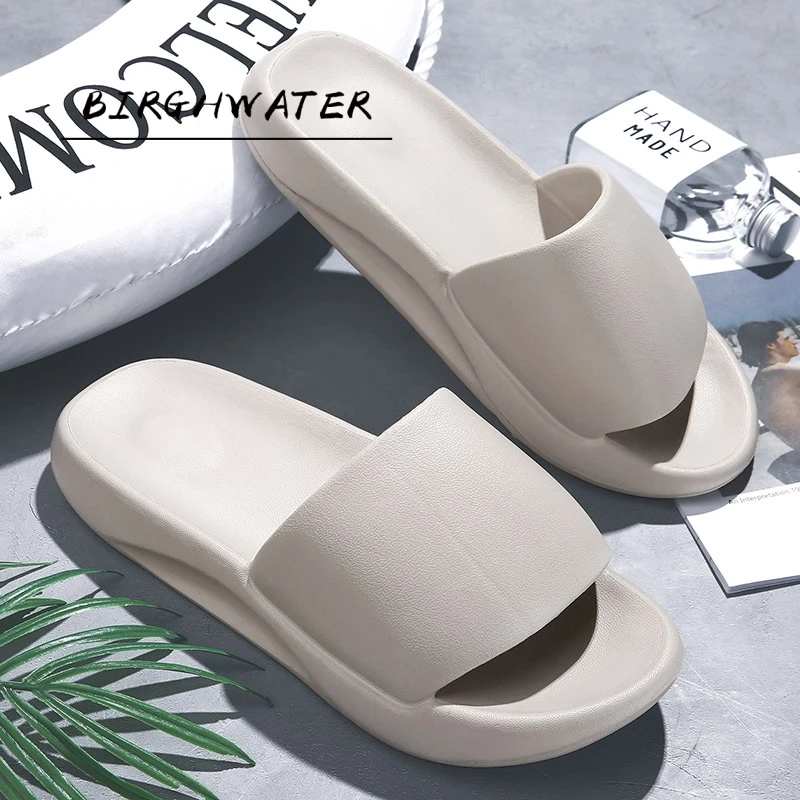 

Шлепанцы для мужчин и женщин, сланцы для ванной, простая обувь, Нескользящие, на платформе, домашние тапочки для пар, лето