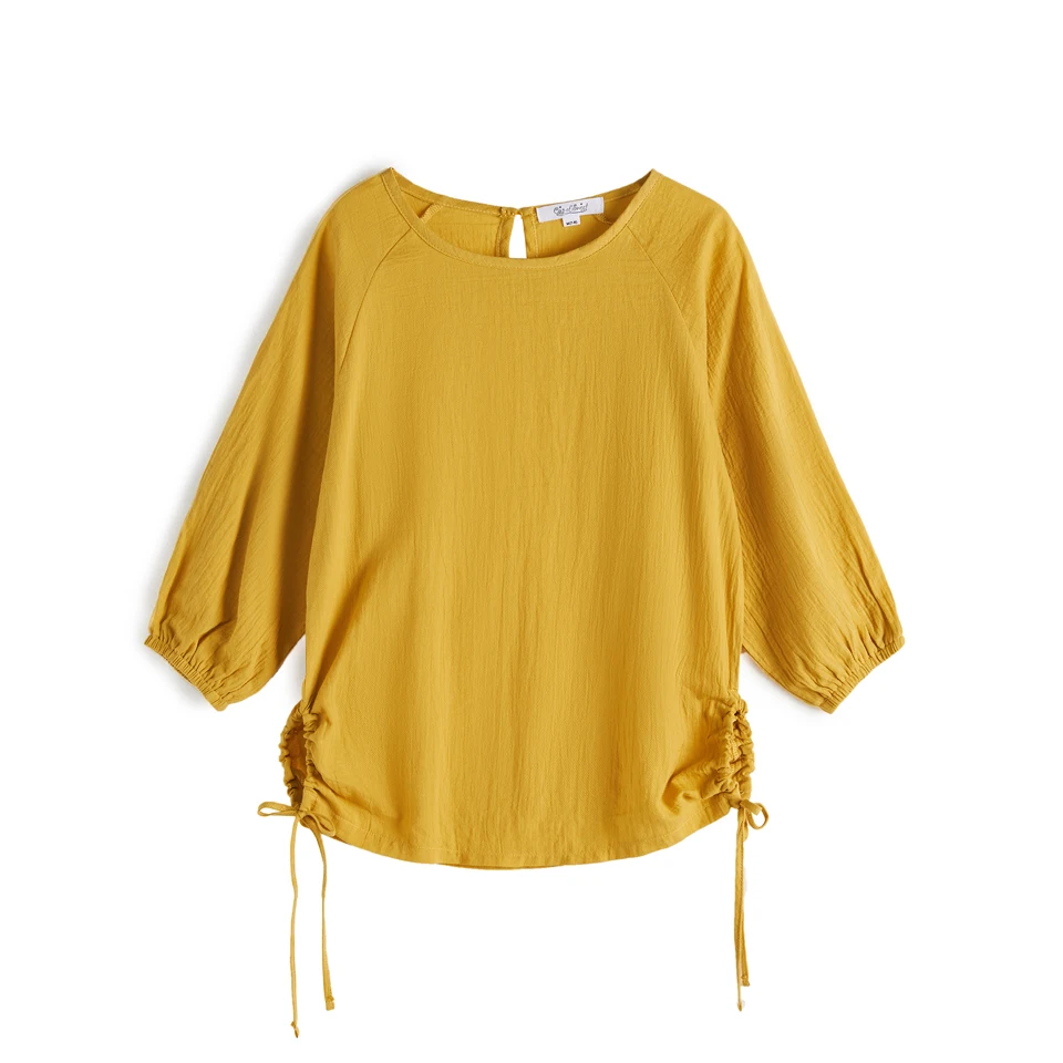 Yellow CupofSweet/топ с укороченными рукавами и веревочками; Повседневный пуловер для девочек; топы; коллекция года; весенняя одежда для подростков; детские блузки с длинными рукавами - Цвет: Yellow