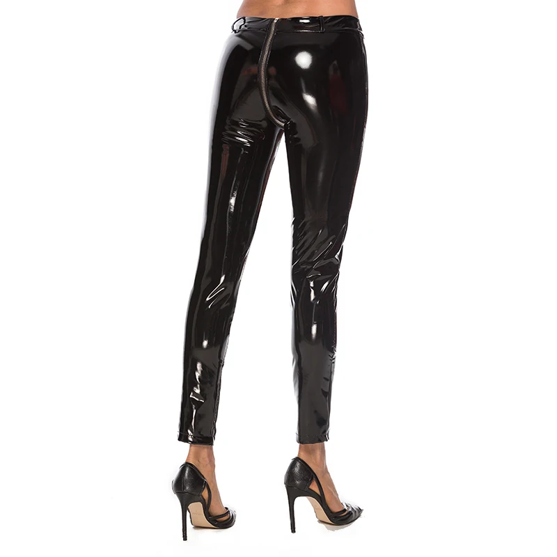 

Leather Sexy Shiny Leggings Women PVC Zipper Punk Rock Disco Legging 2020 Latex Skinny Pencil Black Nightclub Trousers Hot Pants