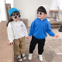 childrens hooded sweater 2019 autumn and winter korean men and womens childrens clothing solid color older childrens clothes