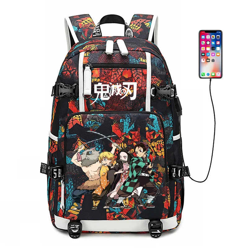 Demon Slayer: Kimetsu no Yaiba женский рюкзак аниме Книжная сумка нейлоновые школьные сумки