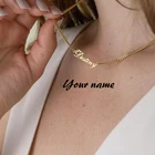 Нержавеющаясталь цепочка пользовательское имя ожерелья подвески-буквы Регулируемый звено персонализированные колье для Для женщин