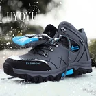 Ботинки мужские зимние теплые, водонепроницаемые кроссовки из высококачественной кожи, уличные походные ботинки, Рабочая обувь