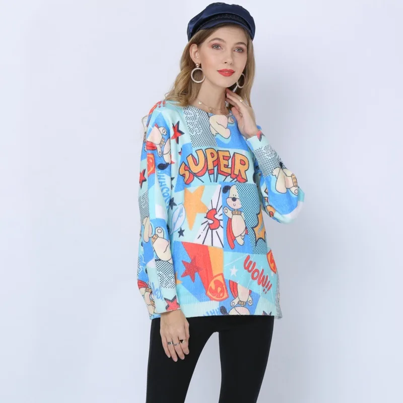 

Autumn Women's Ugly Sweater Casual Pullover Long Sleeve Top Crew Neck Loose Casual Artistic Knitted Jumper Basic Ladies Sweater