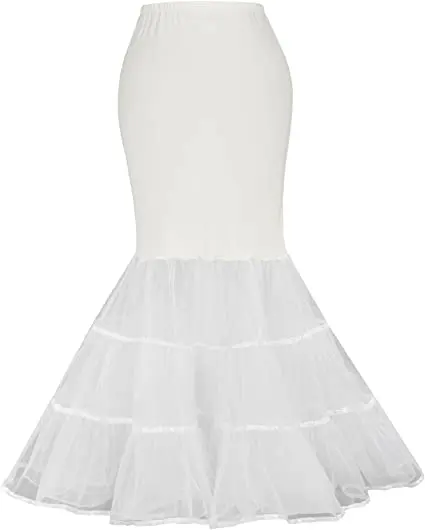 

Simple Design Women's Mermaid Fishtail Crinoline Petticoat Floor Length Wedding Underskirt