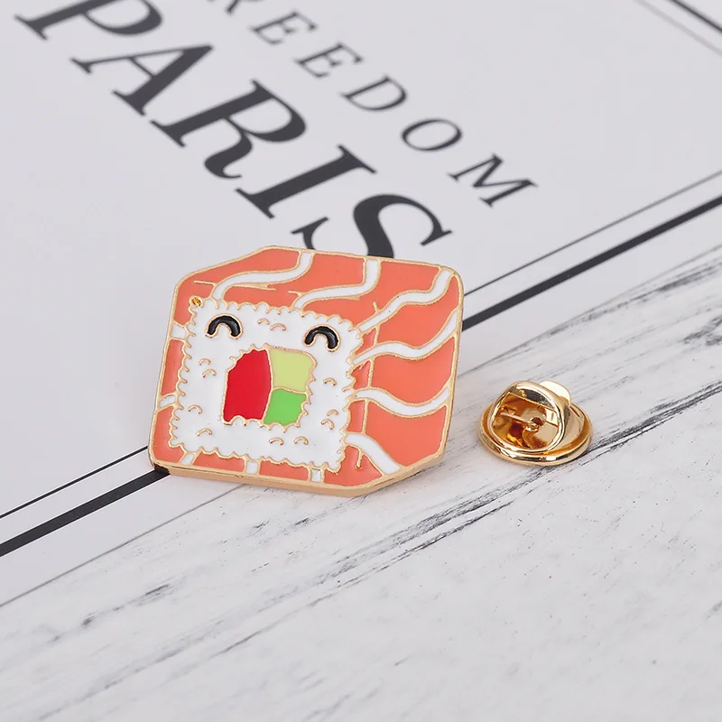 7 Style Collection Enamel Pins Brooches for Women Backpack Clothes Lapel Pin Sushi Salmon Brooch Badges Creative Cartoon Jewelry - Окраска металла: style 6