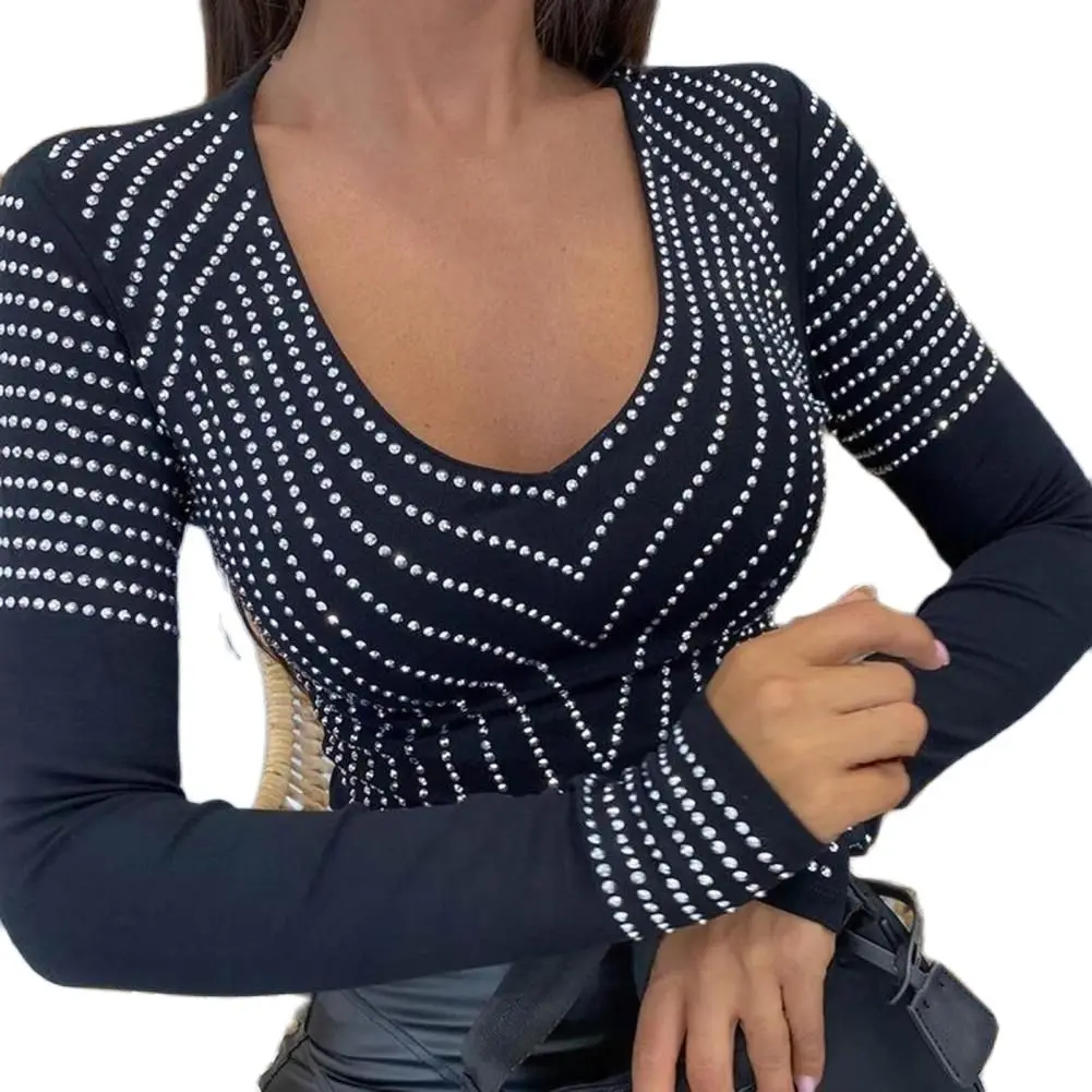 

Women Female Shirt Shiny Elegant Sexy Pullover Long Sleeve Fashion Women Shirt Clothes
