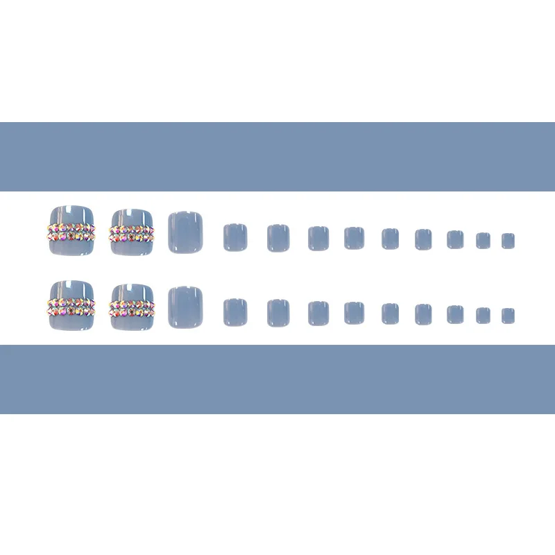 

Hot Selling Wear Foot Fake Nail Tip Finished Diamond with Diamond Nail Toe Patch Factory Wholesale